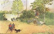 Carl Larsson Our Coourt-Yard Sweden oil painting artist
